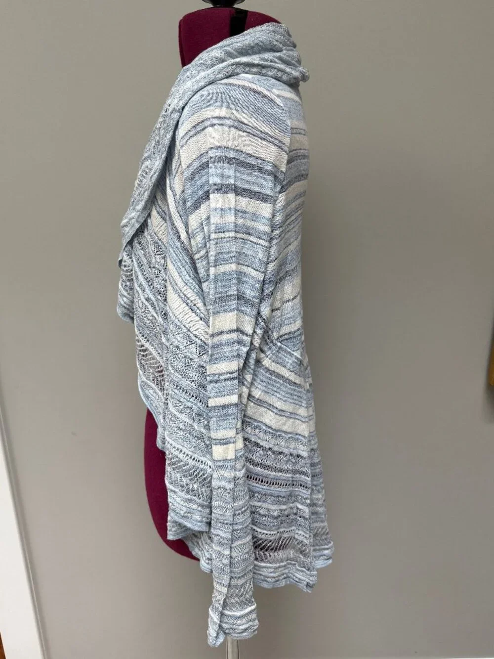 Knitted & Knotted Cotton Crochet Lightweight Wrap Sweater Size M